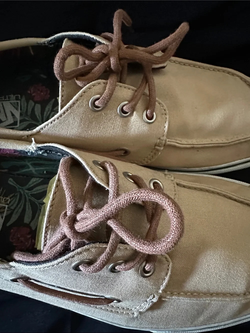 VANS CHAUFFEUR SF Boat Shoes Beige Canvas Lace-Up Men's US 11.5 UK 10.5